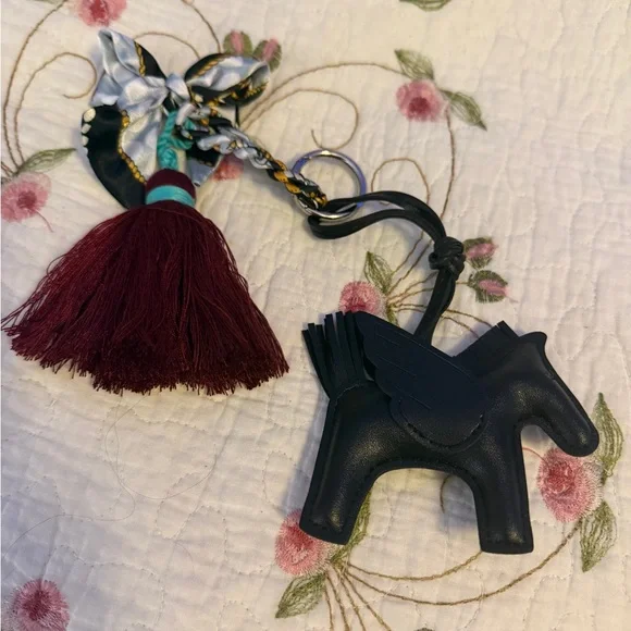 Black Leather Pegasus Charm with Burgundy Tassel - Picture 12 of 13